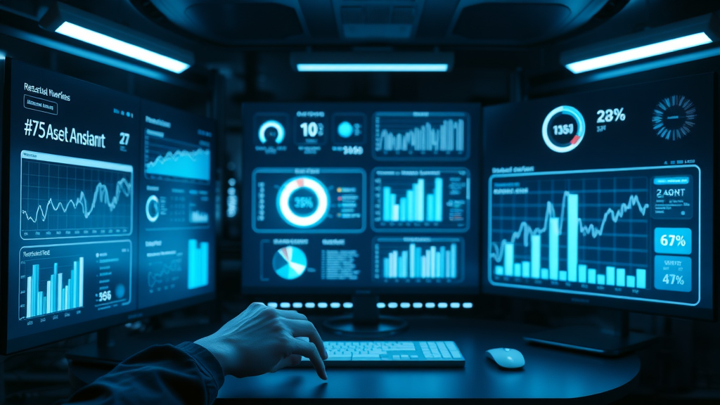 Digital dashboard interface for real estate asset management with analytics and performance charts