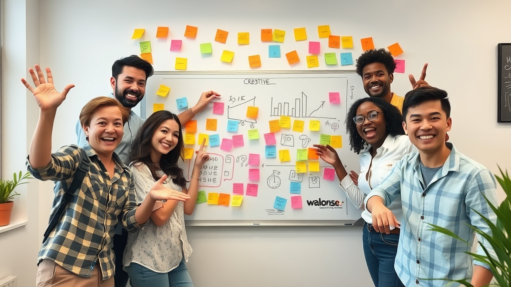 creative team brainstorming multimedia quality content for media platform SEO strategies in an agency setting