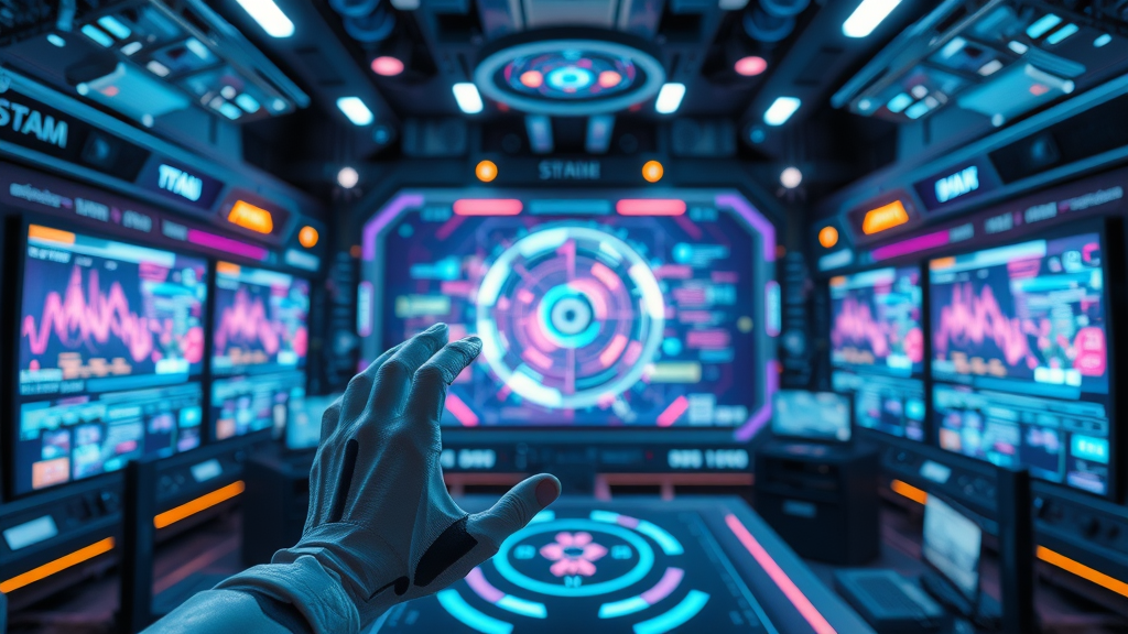 futuristic AI video generator automatically producing dynamic short-form marketing videos in a digital studio