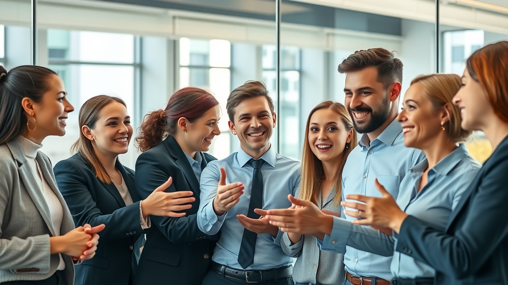 lead generation strategies dynamic business team collaborating for quality leads in modern office, natural daylight cityscape background