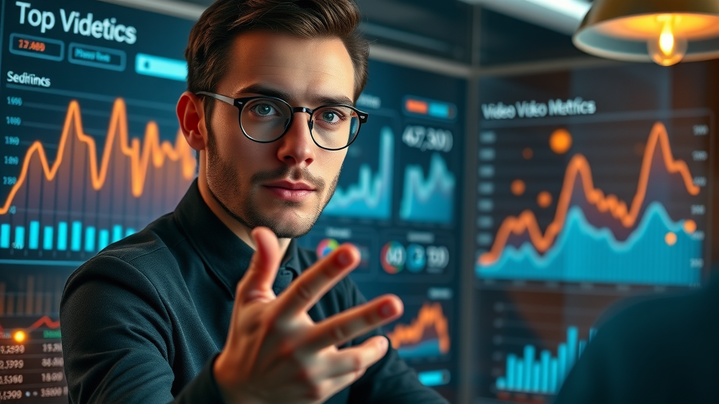 Sleek dashboard display highlighting top video metrics and engagement rates