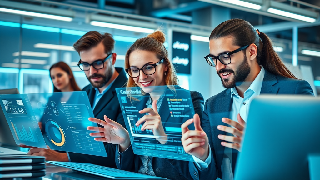 Fast-paced digital marketing team working with real-time analytics and creative ad designs