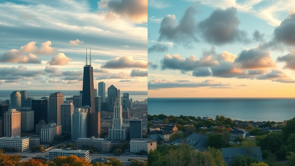 real estate market analysis contrasting cityscapes with Chicago