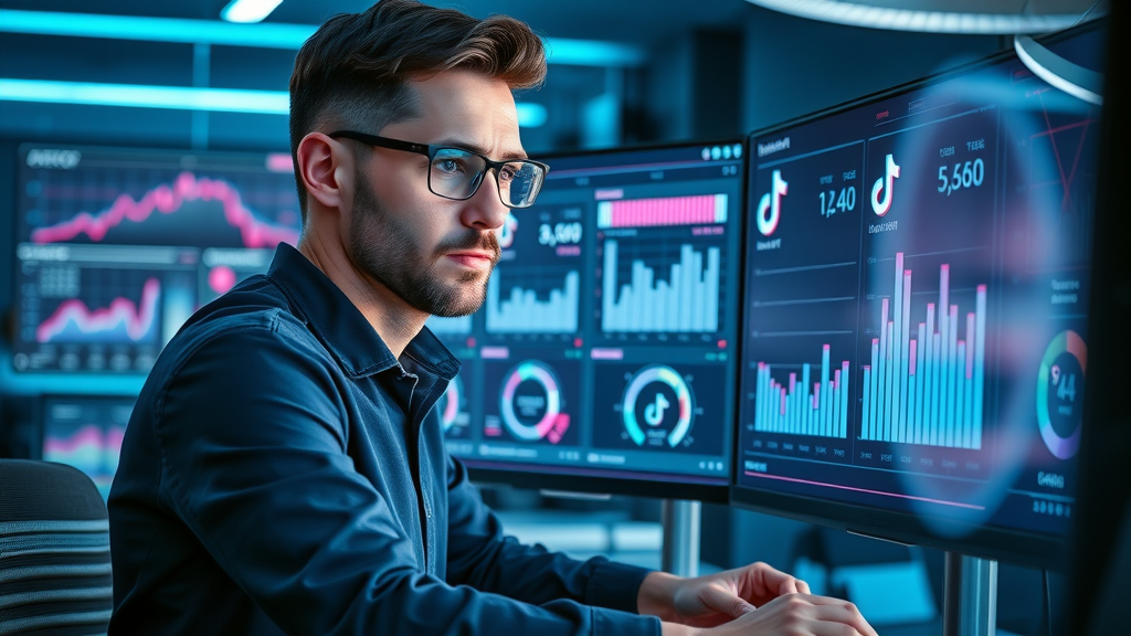 Professional marketer analyzing TikTok ad campaign results to calculate ROI and optimize TikTok ads