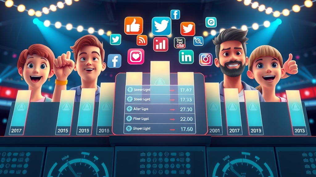 media platforms comparison leaderboard with social app icons and user rankings in a digital arena