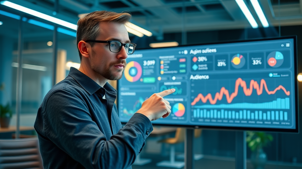 website owner analyzing segmented traffic data, interactive audience heatmap, digital agency, targeted audience clusters