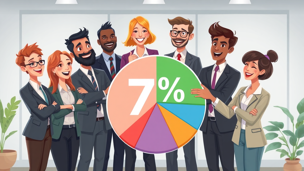 7 percent rule pie chart diverse real estate agents discussing portfolio management statistics