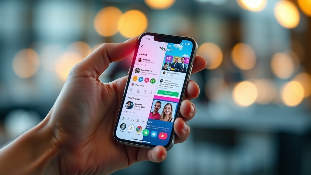 social media platforms user experience comparison on a modern smartphone showing video, feed, and messaging features