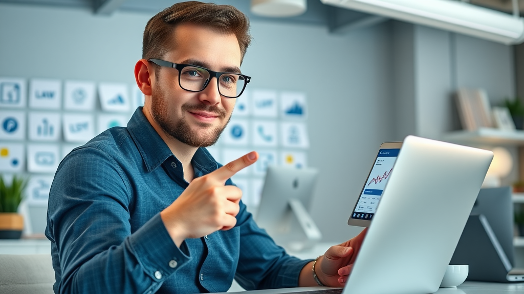 Professional marketer optimizing Facebook social media lead generation ad funnel on laptop