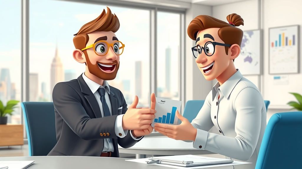 eager new estate agent meeting experienced coach with digital charts in training room