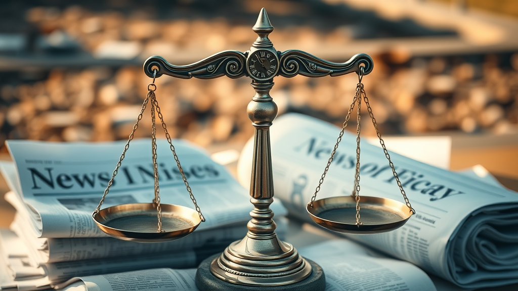balanced scales news articles portraying unbiased information delivery