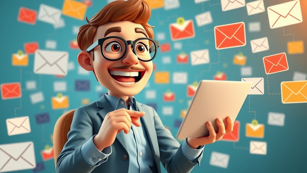 Lead nurturing for lead generation tactics, animated specialist sends targeted emails in a digital marketing hub