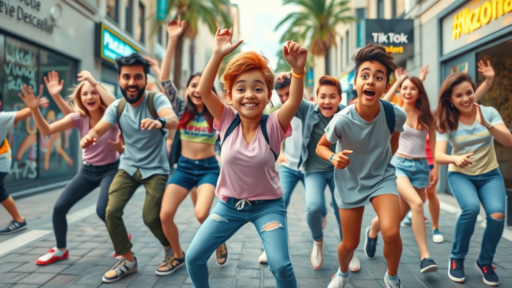 people participating in viral TikTok dance challenge, illustrating trending short-form video content