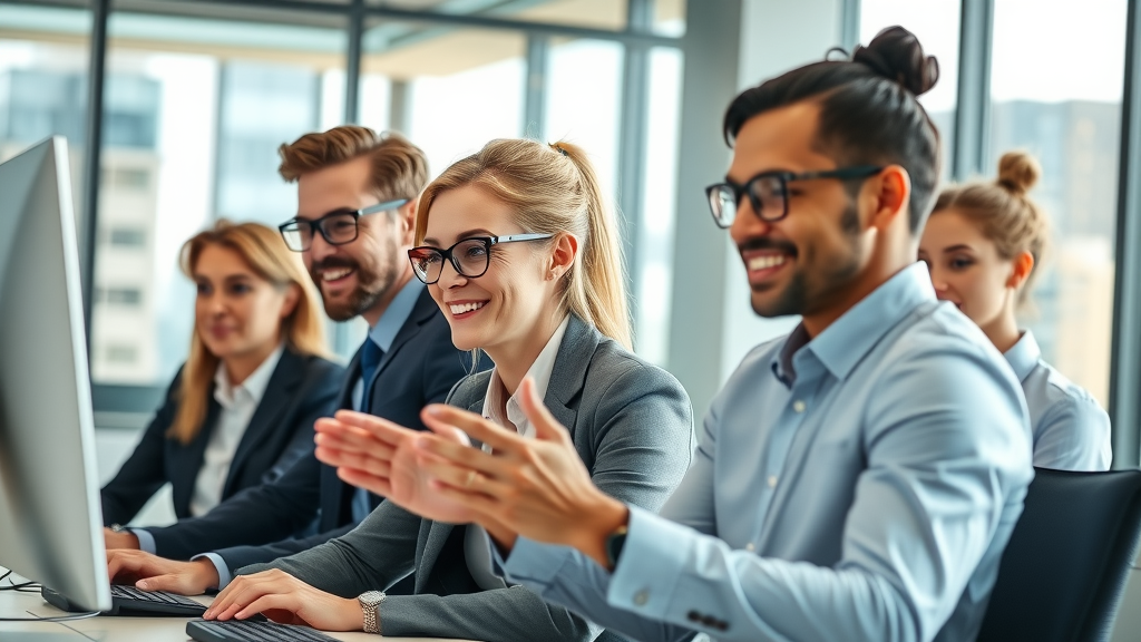 professional sales team focused on outbound lead generation in modern office setting