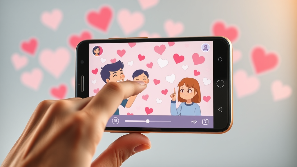 Interactive social media video feed showing user engagement