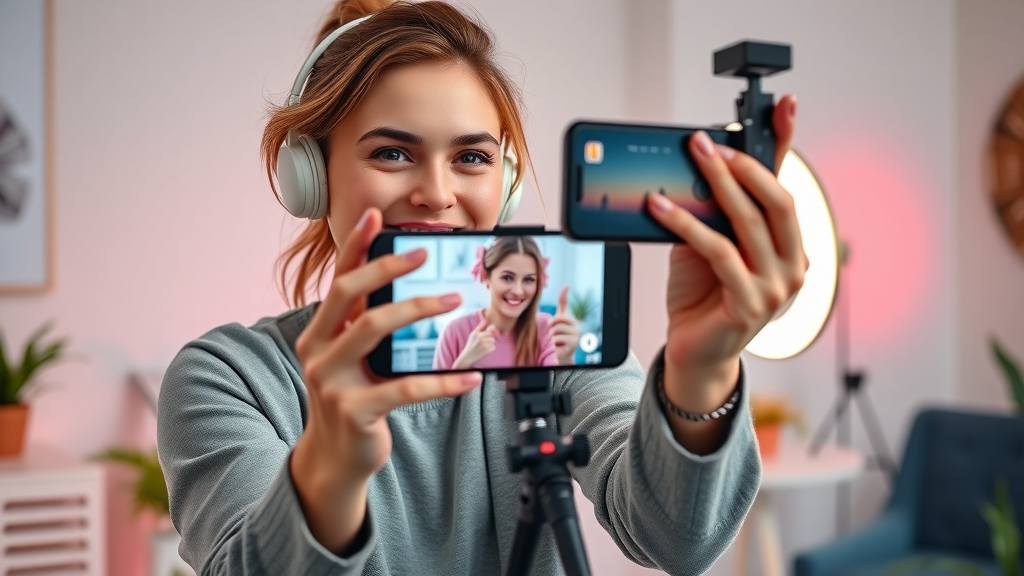 modern social media influencer creating short-form video for digital marketing campaign