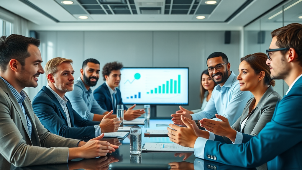 business team collaborating on outbound lead generation strategy