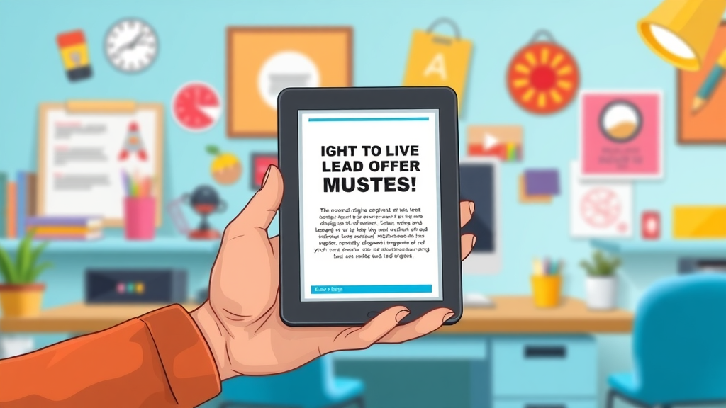 lead magnet lead generation strategies digital offer ebook presented on tablet colorful workspace