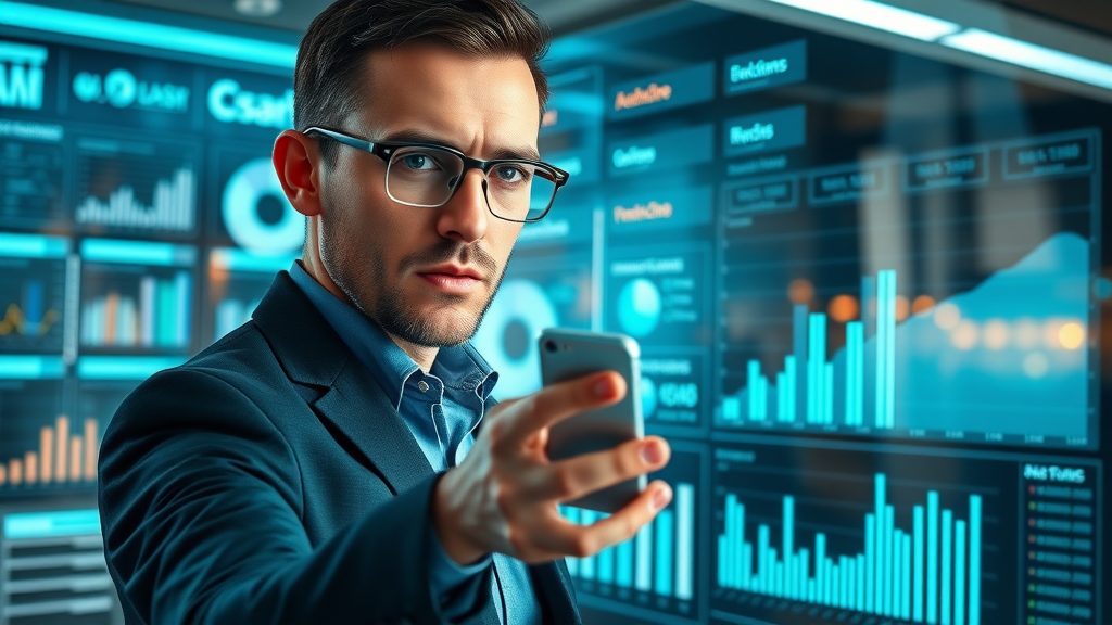 Strategic marketer optimizing audience targeting for social media lead generation using digital dashboard data