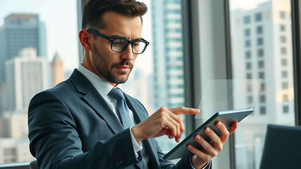 real estate investing: professional analyzing investment property data and real estate charts on digital tablet