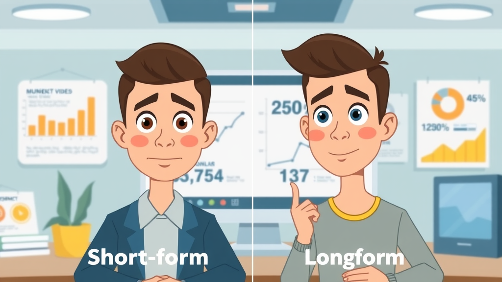 short-form video content clean infographic comparing short and long form video