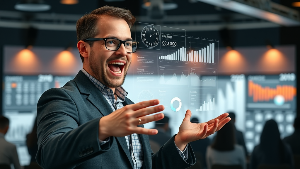 Marketer presenting interactive infographic to engage prospects and generate digital marketing leads