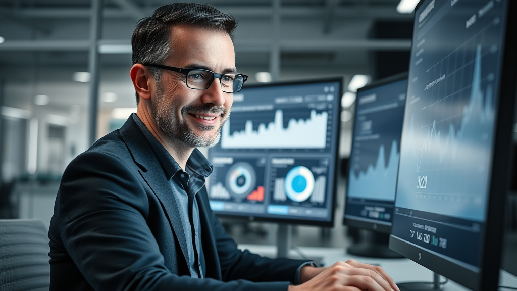 executive reviewing B2B lead generation performance metrics and ROI