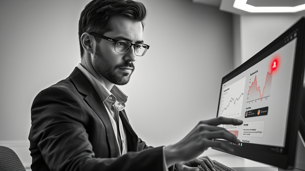 Businessperson reviewing landing page analytics and troubleshooting lead generation issues