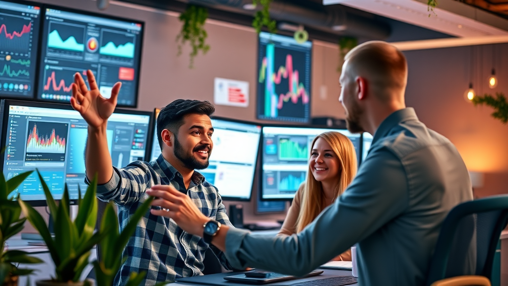 Marketing agency team managing social media dashboards to generate quality digital marketing leads