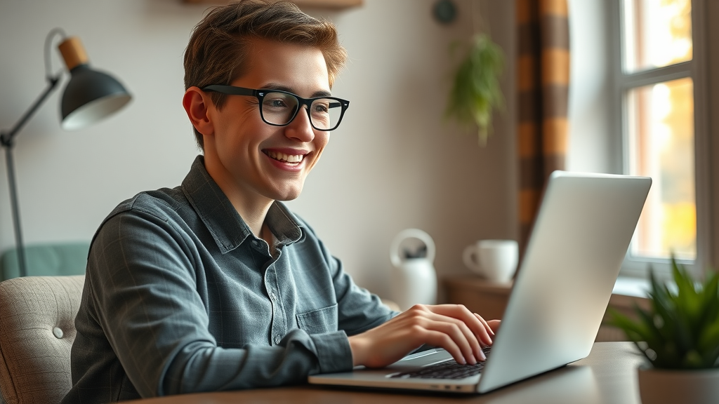 personalized email sales representative engaged in composing a nurturing email for lead conversion in a cozy office