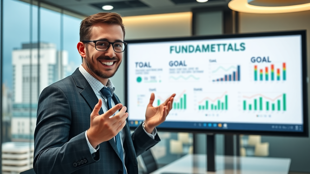 Financial advisor presenting real estate investment planning fundamentals with real estate market charts