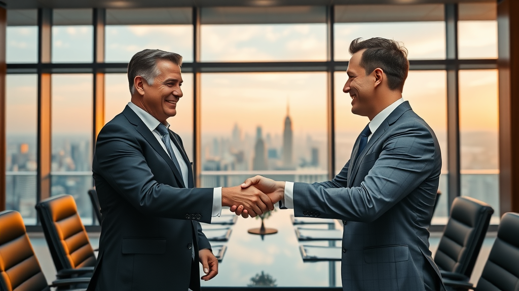 business partners shaking hands sealing a B2B lead generation partnership