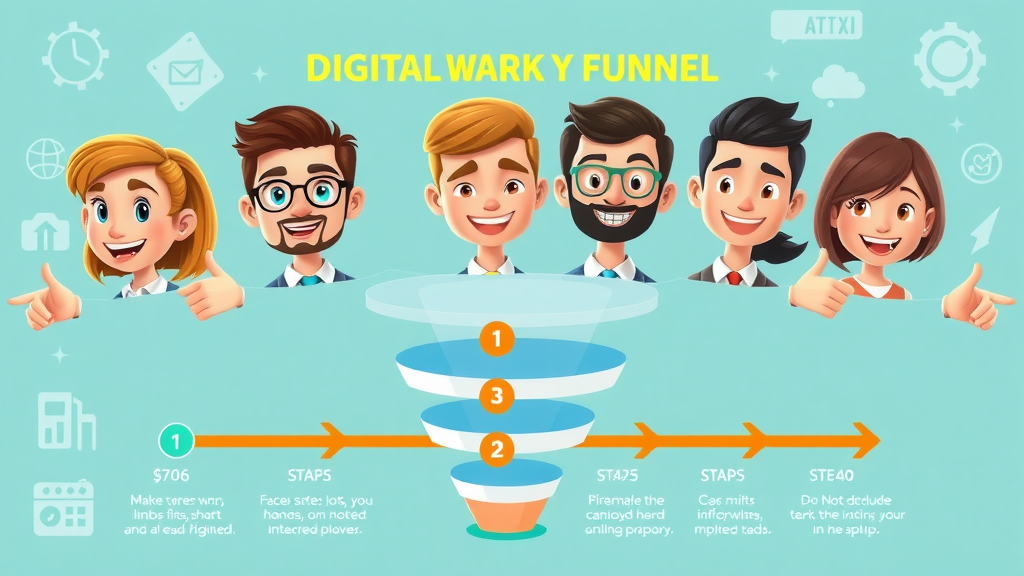 Lead generation tactics stepwise digital marketing funnel illustration demo of lead progress