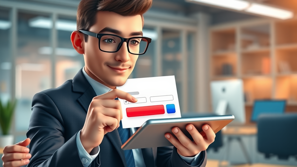 Business person completing a vibrant online form for social media lead generation on a tablet