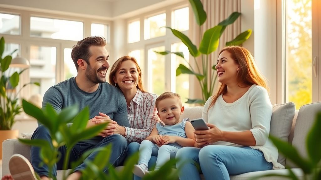 happy family in a modern home thanks to success from property investment education