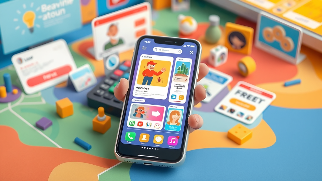 mobile ad network optimization with diverse ad formats displayed on creative mobile app interface