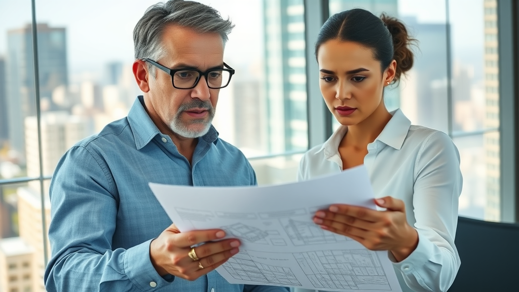 property investment mentoring inspiring real estate mentor and mentee reviewing investment strategies modern office city skyline