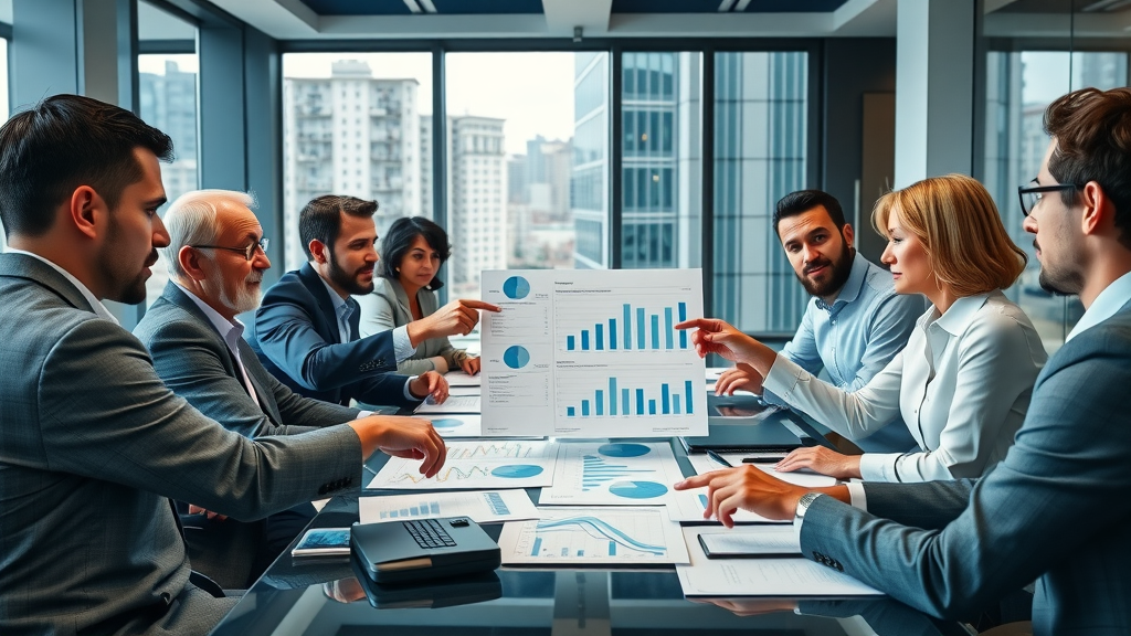 diverse group of real estate investors discussing investment strategy for success