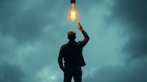 A man with an idea, showcasing inspiration and creativity.